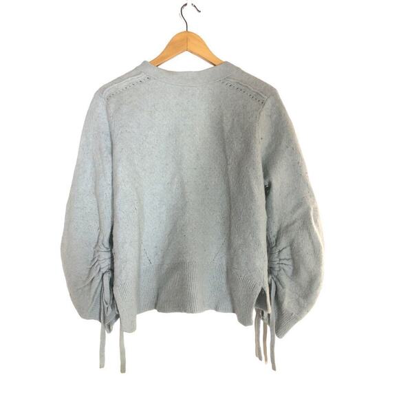 3.1 Phillip Lim Shirred Sleeve Cardigan Lofty Alpaca Blend Ice Blue Size Medium - Picture 6 of 15